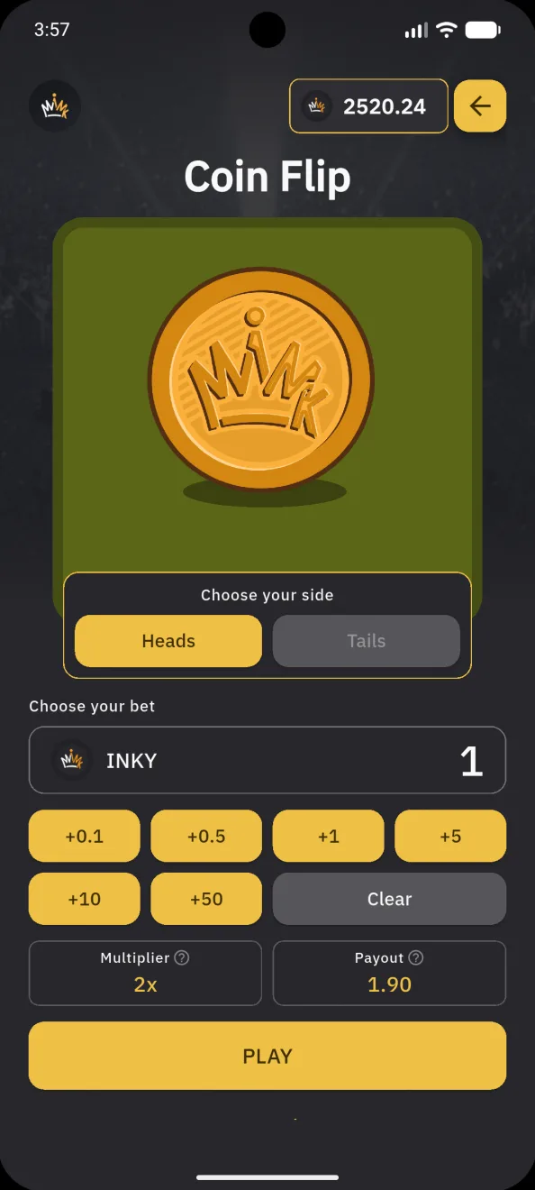 Arena, the Coin Flip board