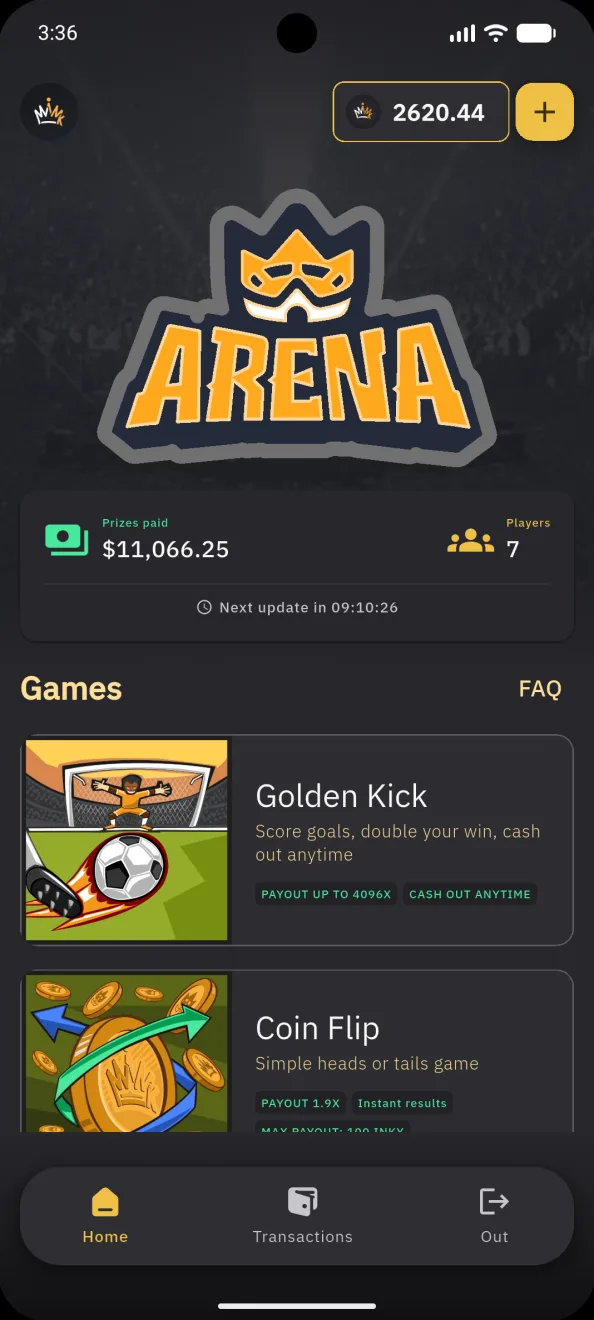 The arena lobby and its games