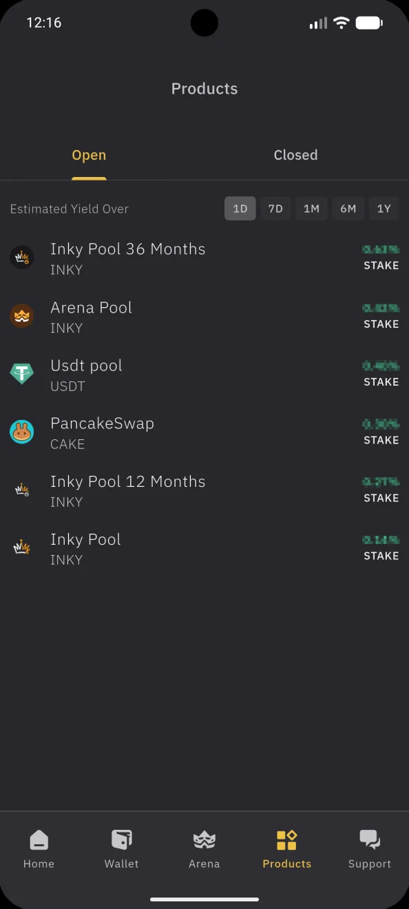 The products, a pool per asset