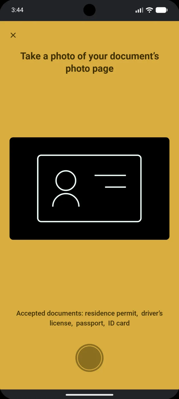 Identity verification, photographing the document