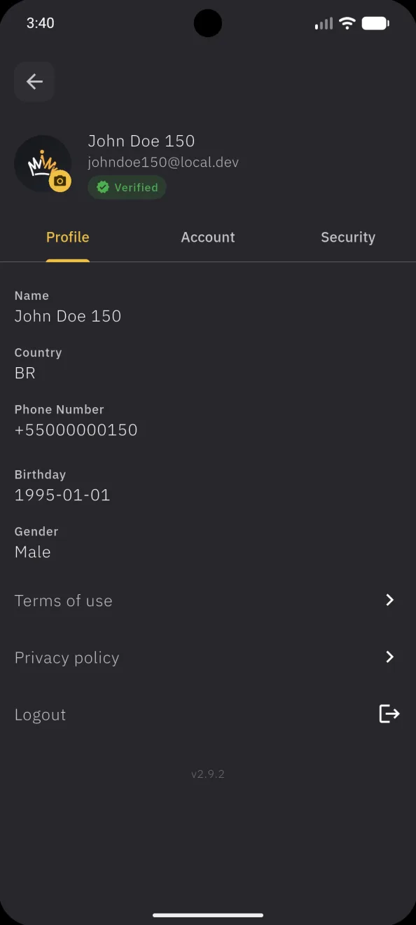 Profile of a verified account