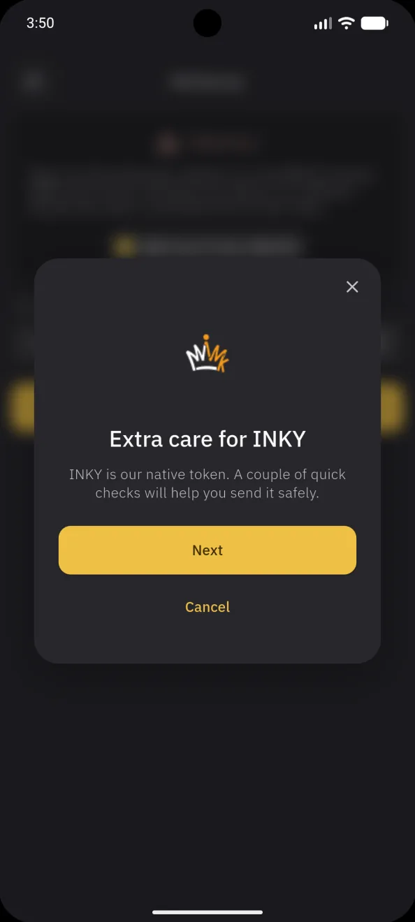 Send INKY, the extra care notice