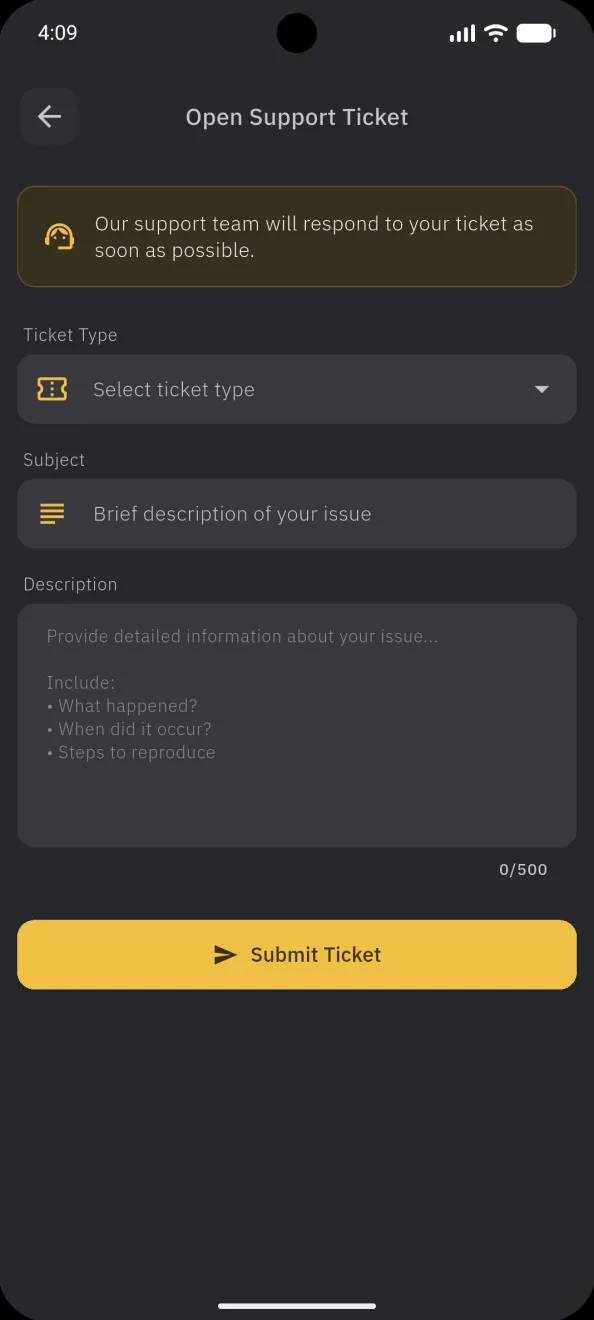 Open a support ticket
