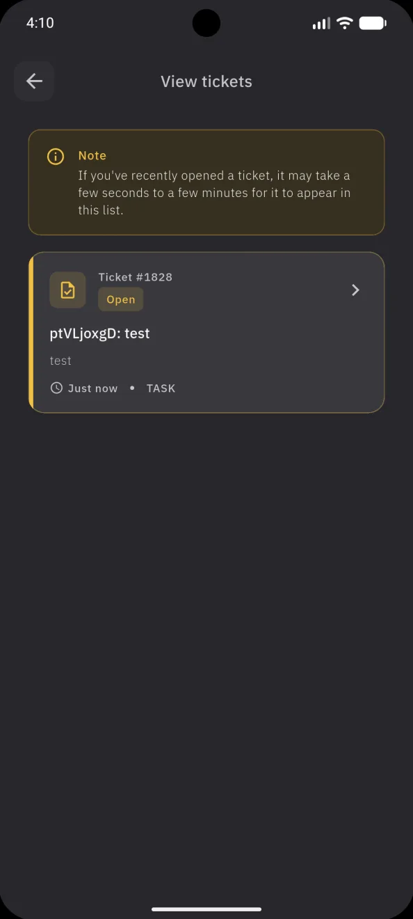 The support tickets already opened