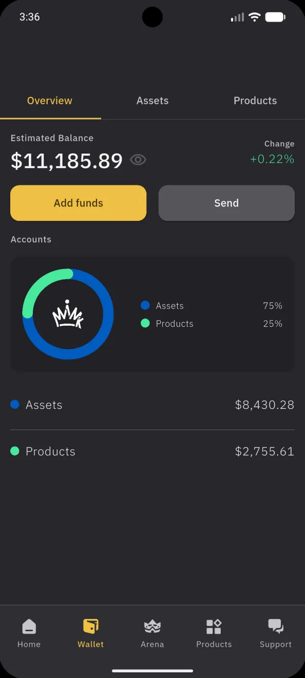 Wallet, the Overview tab