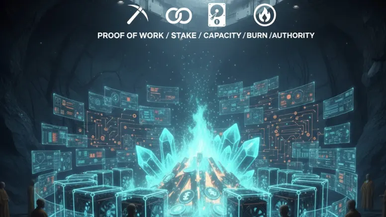 Proof of Authority (PoA) concept showing verified digital identities and official approval seals connected to blockchain network nodes, highlighting reputation based validation and trusted validators.